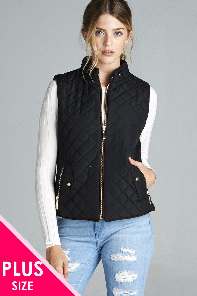 Quilted Padding Vest With Suede Piping Details - Absolute Fashion 2020