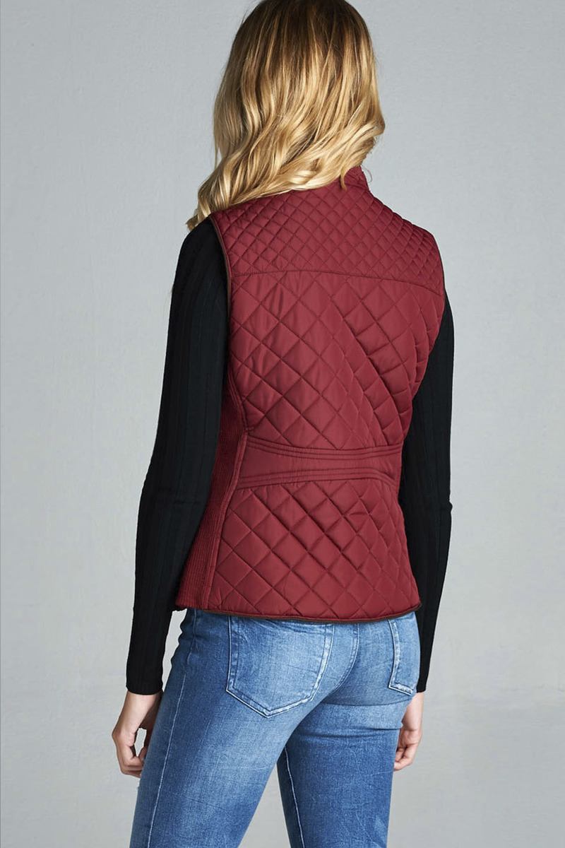 Quilted Padding Vest With Suede Piping Details - Absolute Fashion 2020
