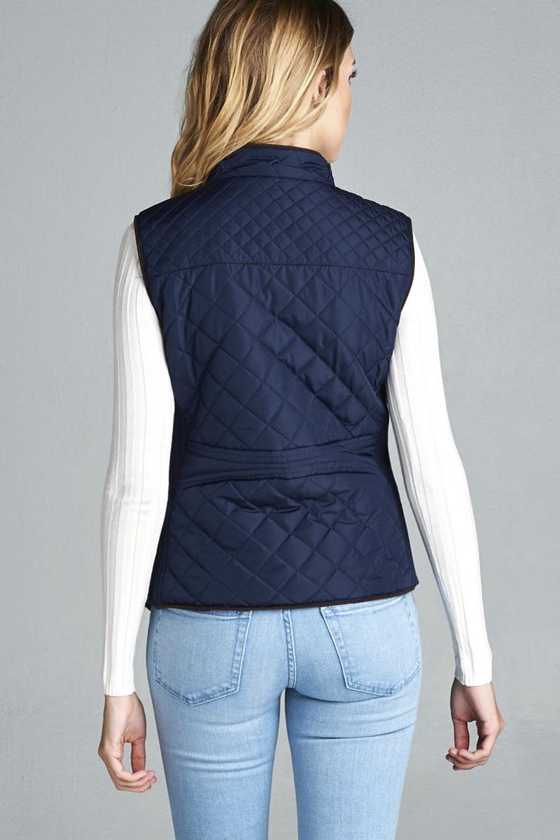 Quilted Padding Vest With Suede Piping Details - Absolute Fashion 2020