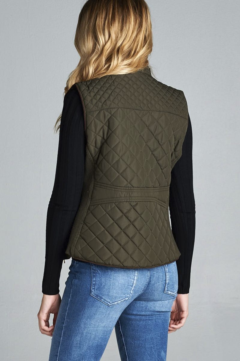 Quilted Padding Vest With Suede Piping Details - Absolute Fashion 2020