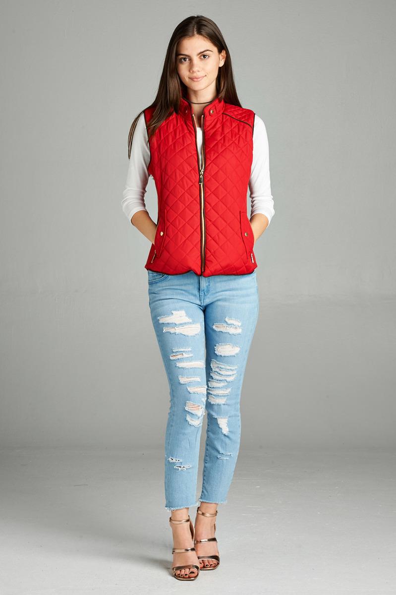 Quilted Padding Vest With Suede Piping Details - Absolute Fashion 2020
