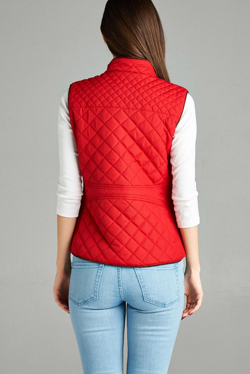Quilted Padding Vest With Suede Piping Details - Absolute Fashion 2020