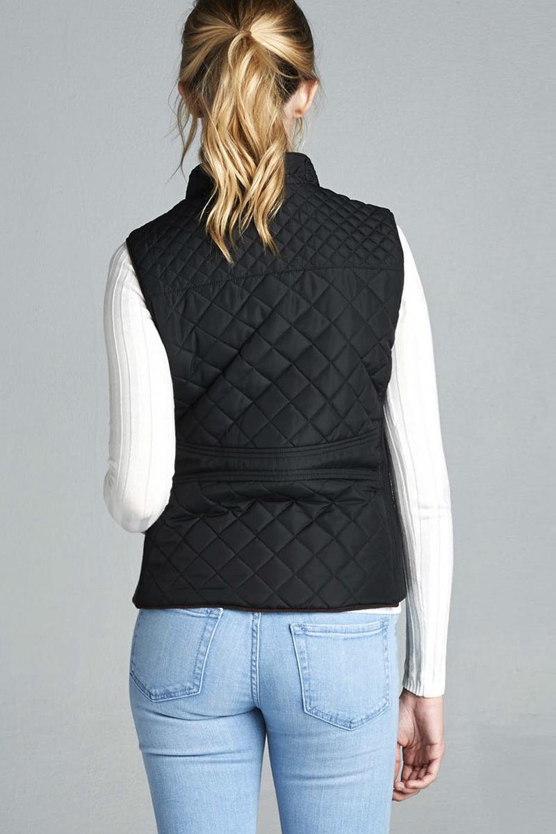 Quilted Padding Vest With Suede Piping Details - Absolute Fashion 2020