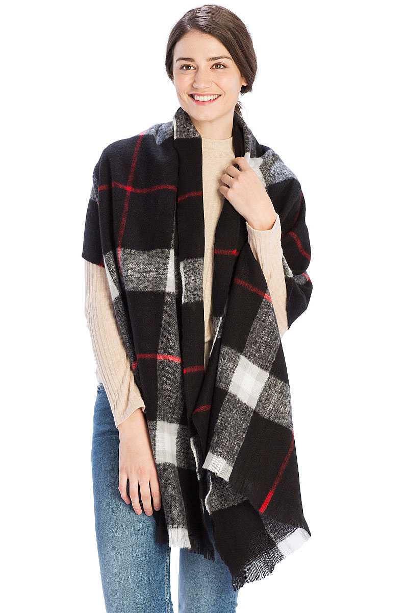 Checker Plaid Pattern Scarf - Absolute Fashion 2020