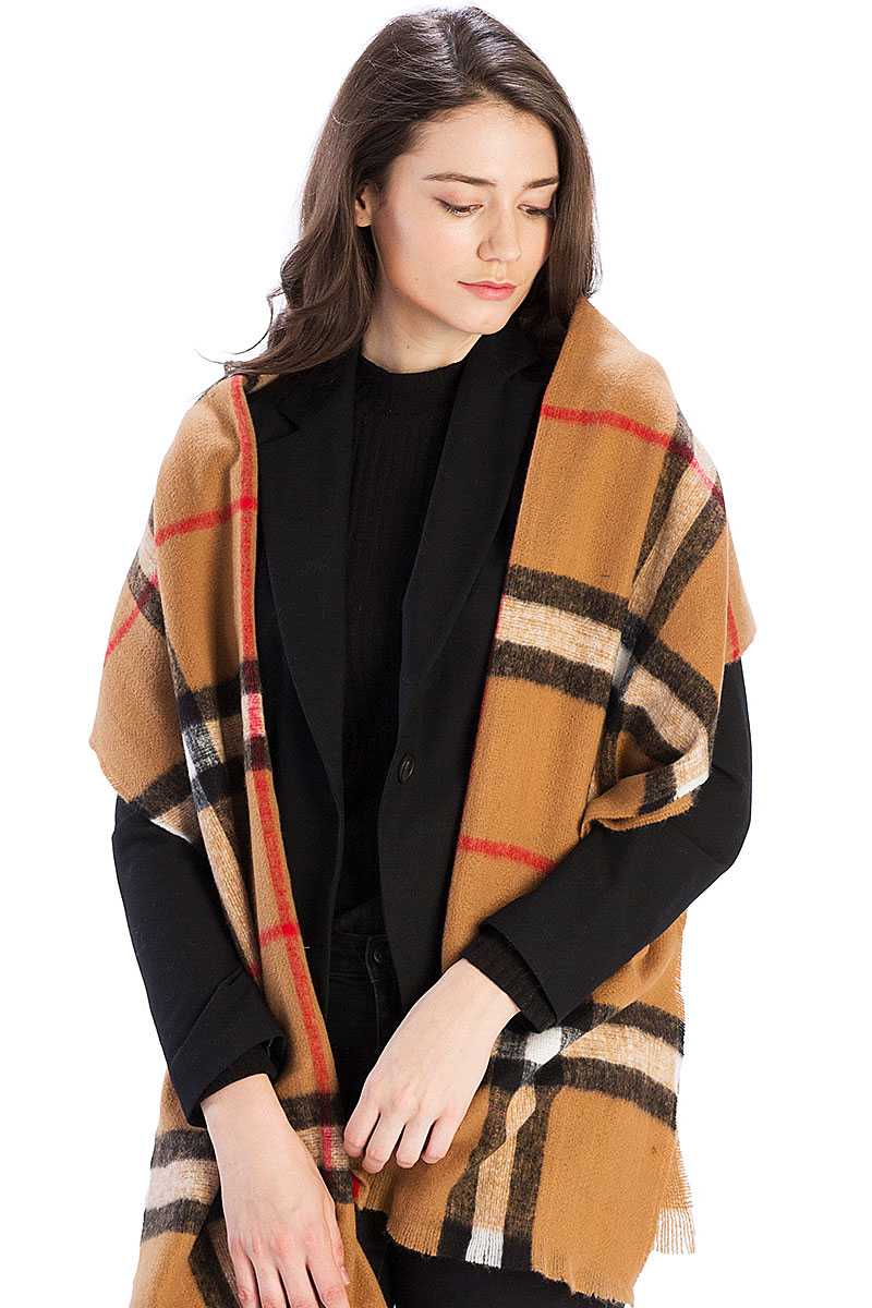 Checker Plaid Pattern Scarf - Absolute Fashion 2020