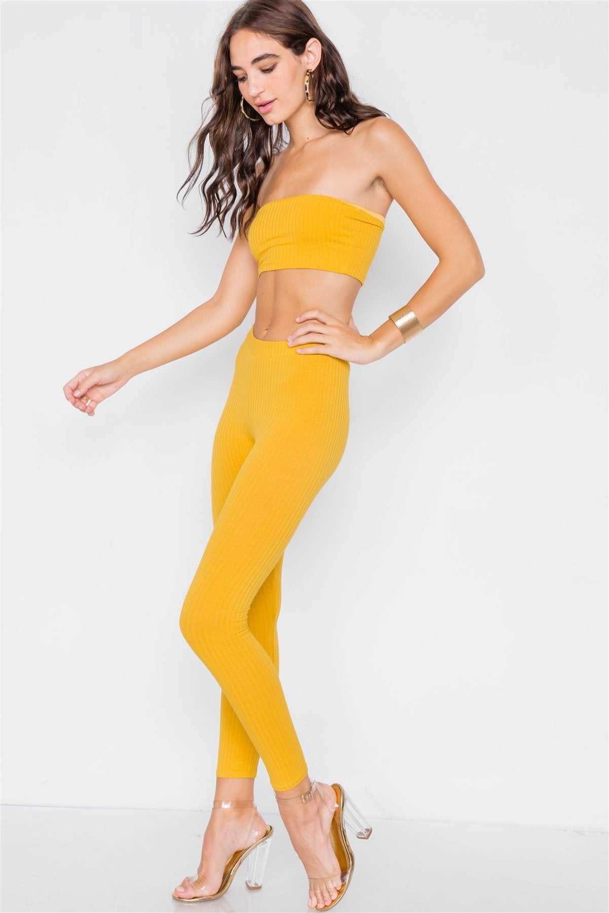 Ribbed Crop Tube Top & Ankle Legging Set - Absolute Fashion 2020