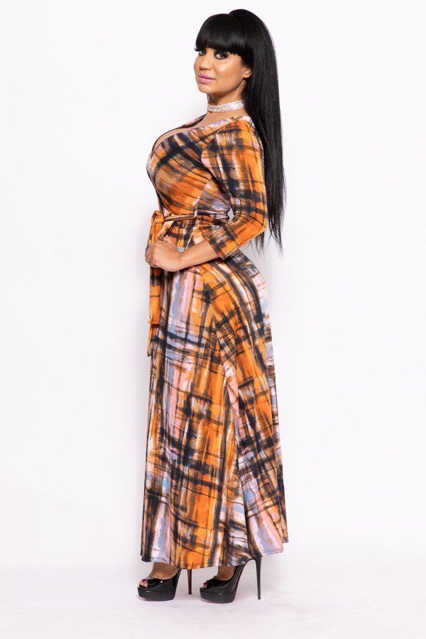 Elegant Maxi Dress With A Waist Tie - Absolute Fashion 2020