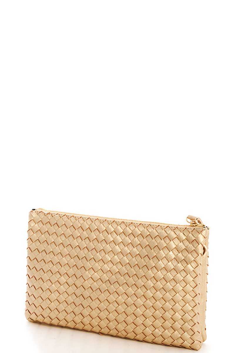 Fashion Cute Trendy Woven Clutch Crossbody Bag With Two Straps - Absolute Fashion 2020