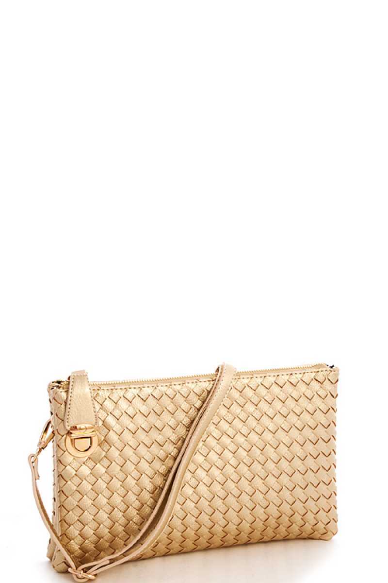 Fashion Cute Trendy Woven Clutch Crossbody Bag With Two Straps - Absolute Fashion 2020