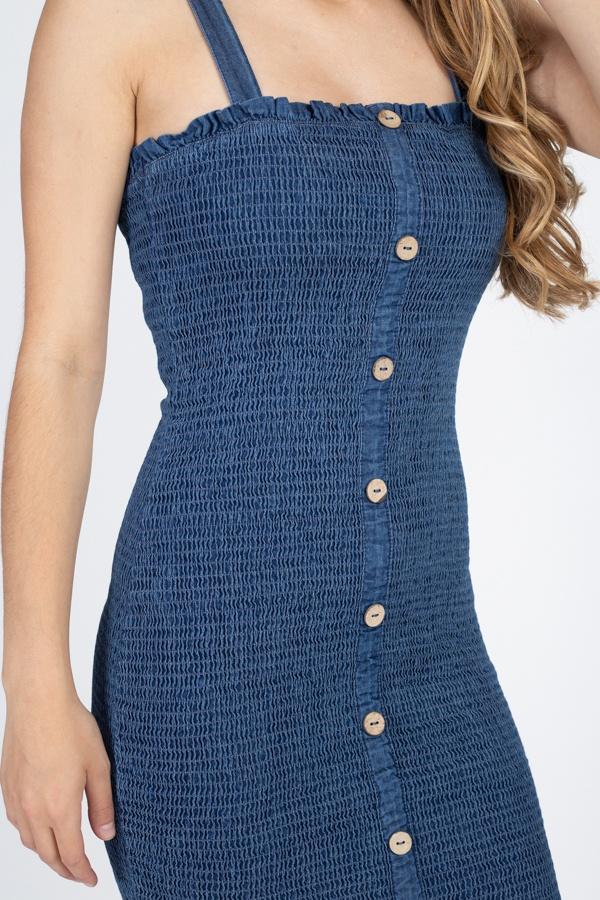 Denim Wash Smocked Mini Dress - Absolute Fashion 2020