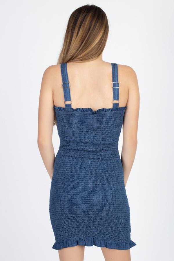 Denim Wash Smocked Mini Dress - Absolute Fashion 2020
