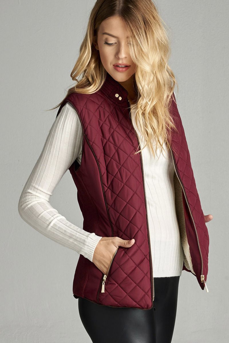 Faux Shearling Lined Quilted Padding Vest - Absolute Fashion 2020