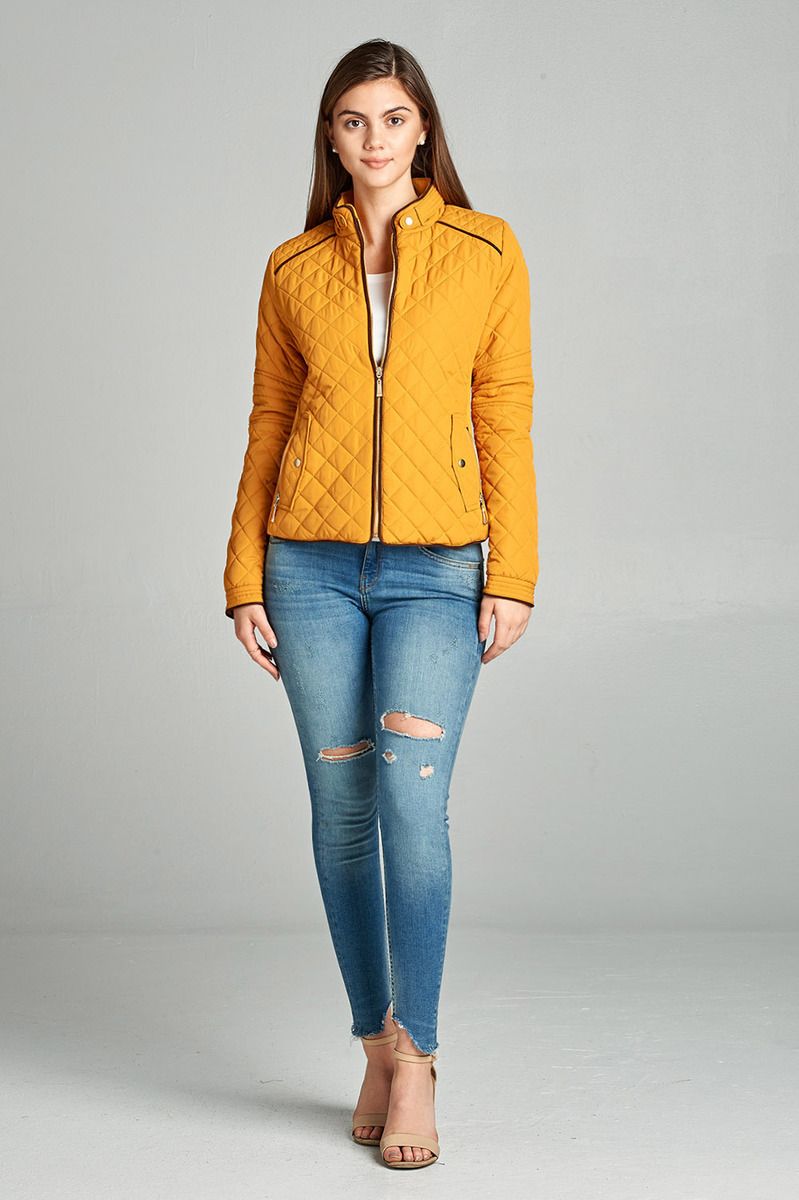 Quilted Padding Jacket With Suede Piping Details - Absolute Fashion 2020