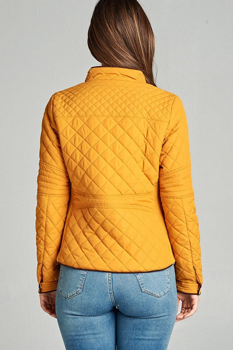 Quilted Padding Jacket With Suede Piping Details - Absolute Fashion 2020