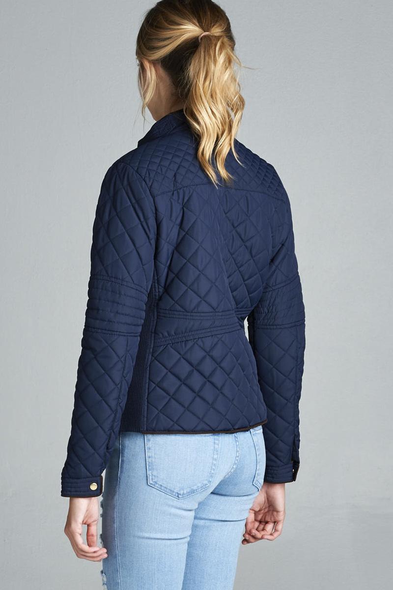 Quilted Padding Jacket With Suede Piping Details - Absolute Fashion 2020
