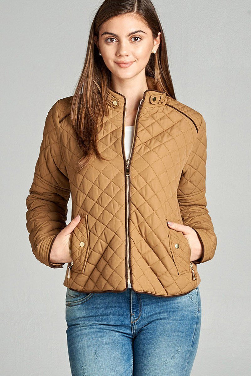 Quilted Padding Jacket With Suede Piping Details - Absolute Fashion 2020