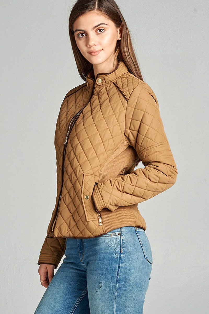 Quilted Padding Jacket With Suede Piping Details - Absolute Fashion 2020