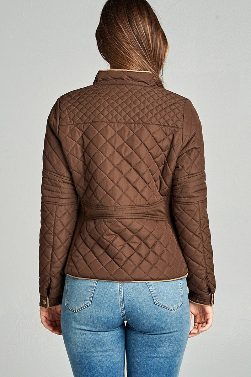 Quilted Padding Jacket With Suede Piping Details - Absolute Fashion 2020