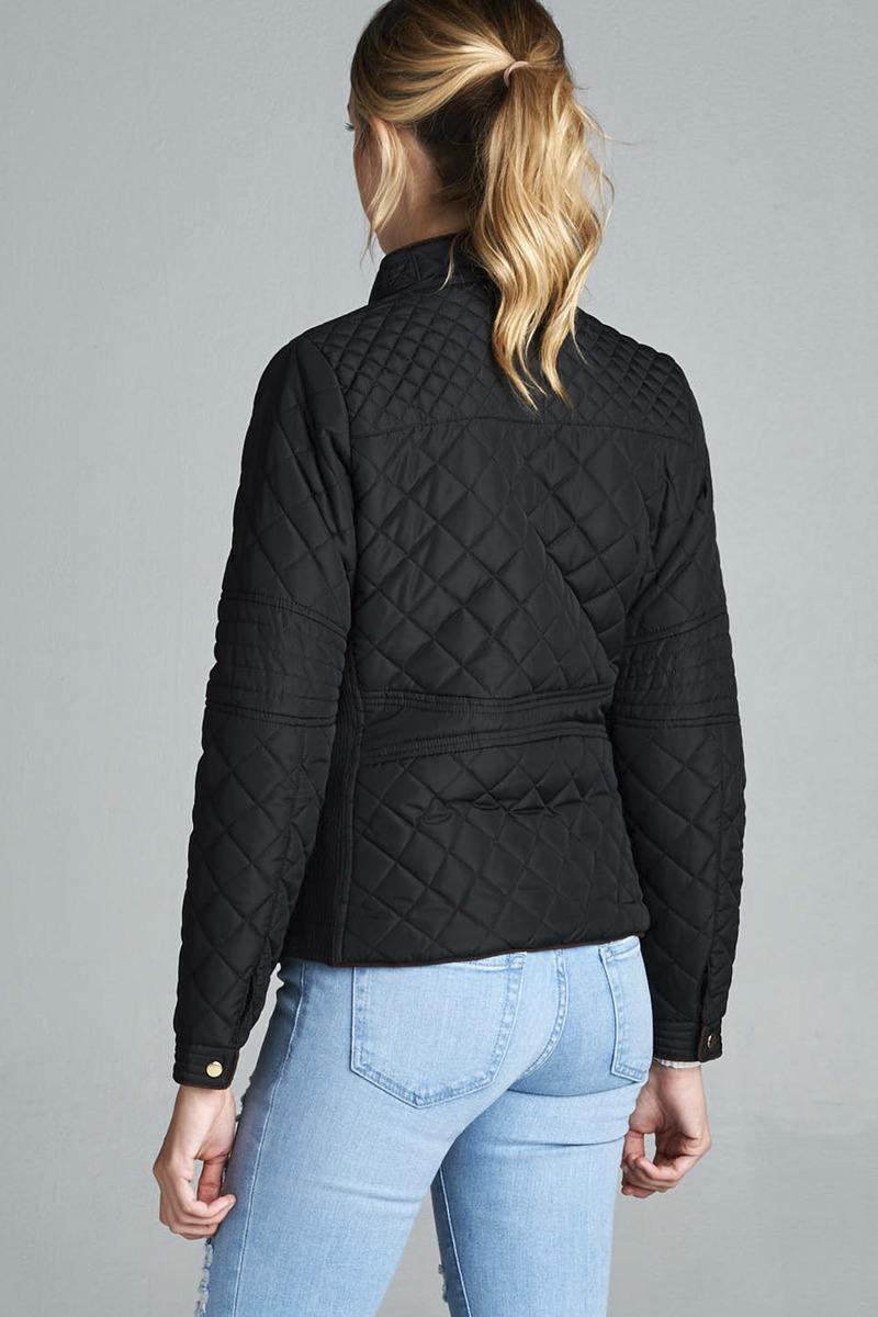 Quilted Padding Jacket With Suede Piping Details - Absolute Fashion 2020