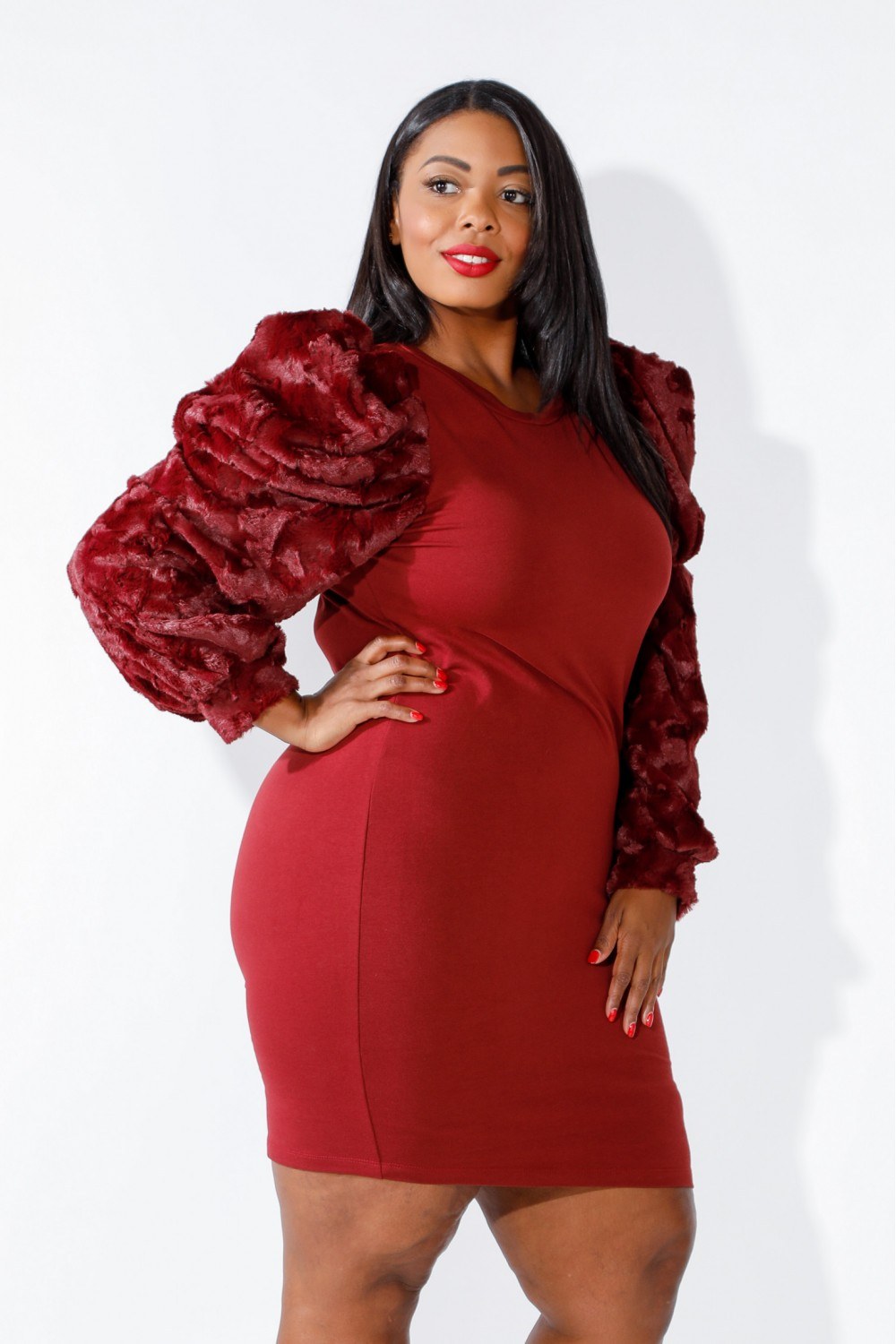 Faux Fur Power Shoulder Dress - Absolute Fashion 2020