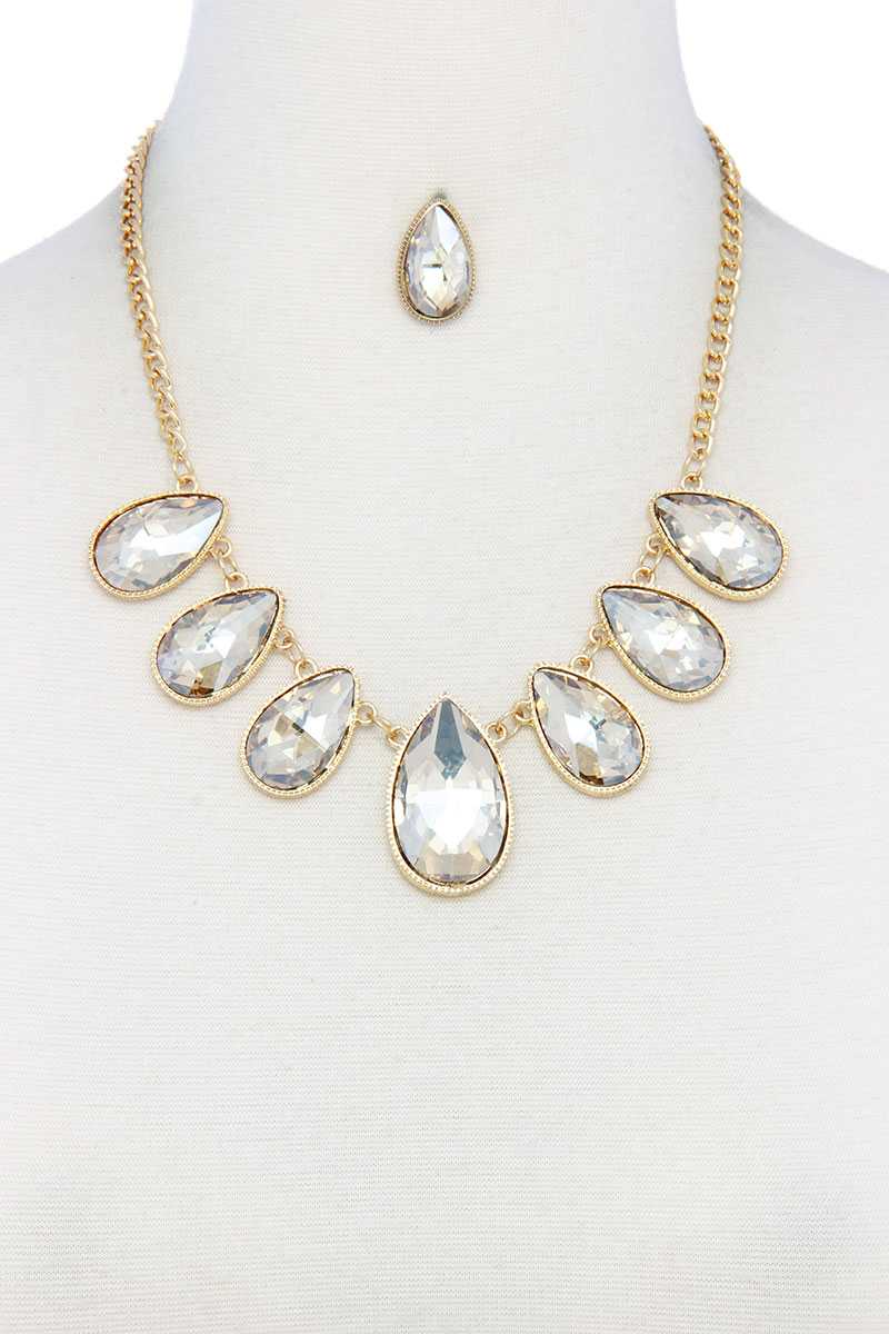 Teardrop Shape Rhinestone Necklace - Absolute Fashion 2020