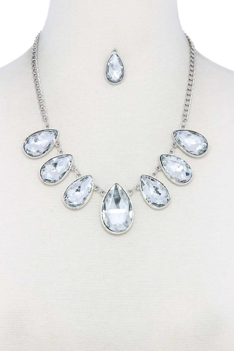 Teardrop Shape Rhinestone Necklace - Absolute Fashion 2020