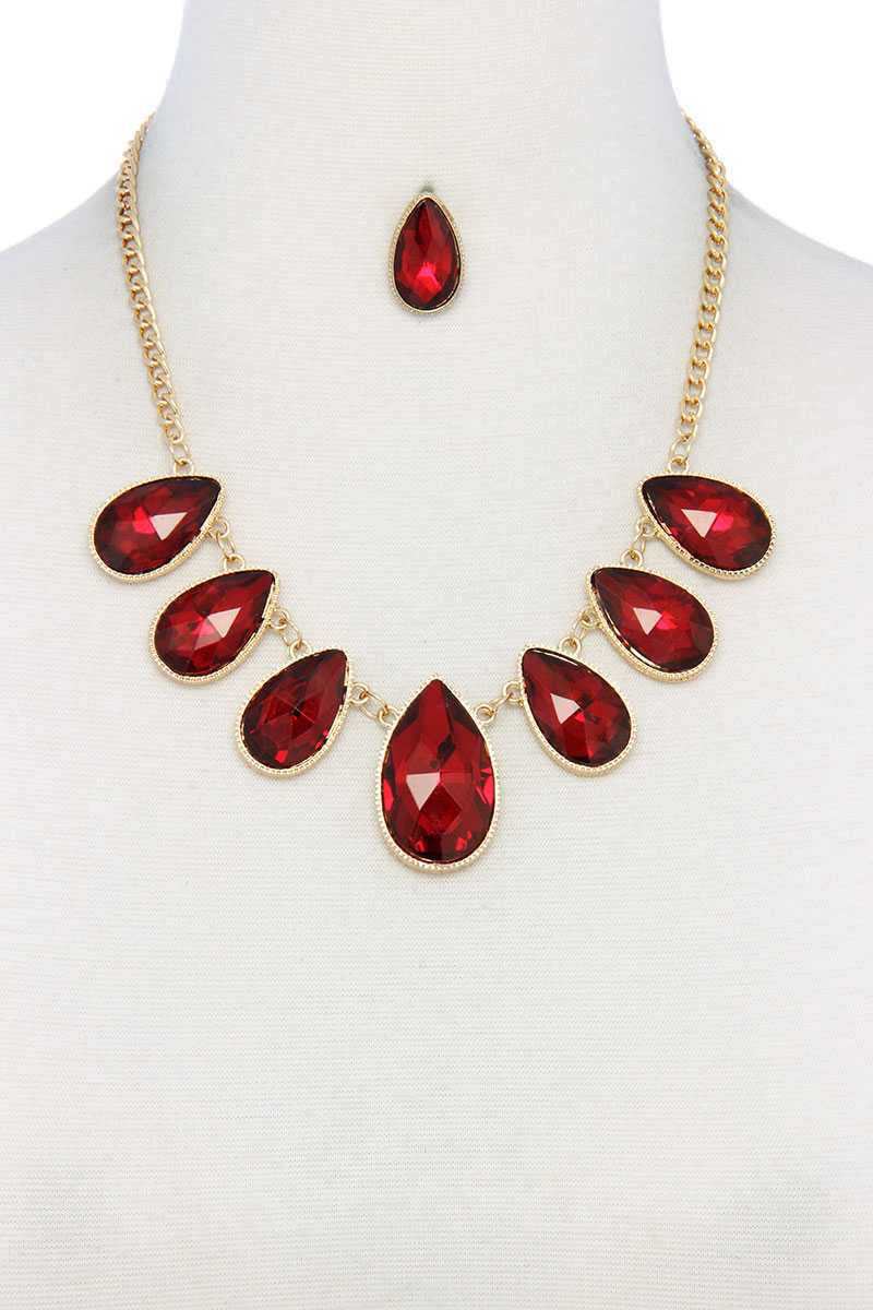 Teardrop Shape Rhinestone Necklace - Absolute Fashion 2020