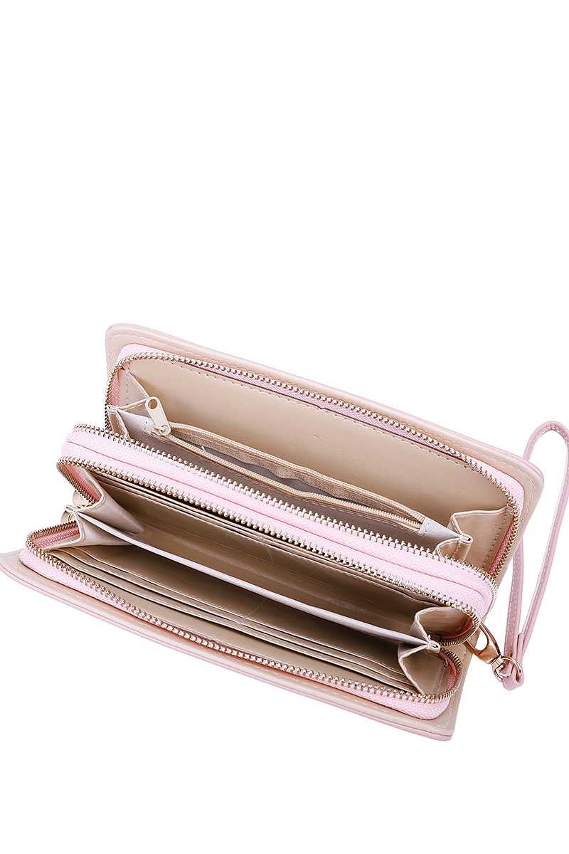 Fashion Solid Color Double Side Long Wallet With Hand Strap - Absolute Fashion 2020
