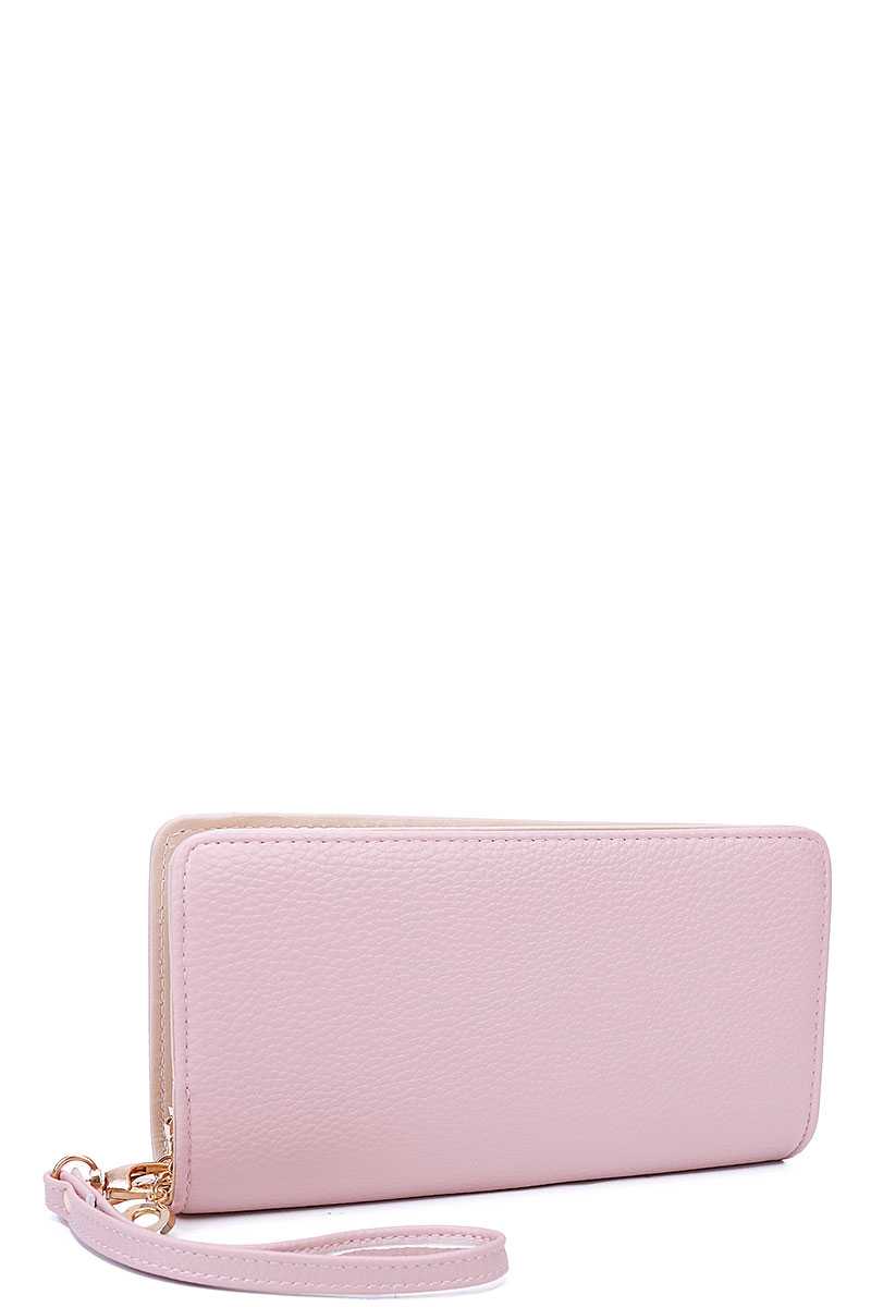 Fashion Solid Color Double Side Long Wallet With Hand Strap - Absolute Fashion 2020