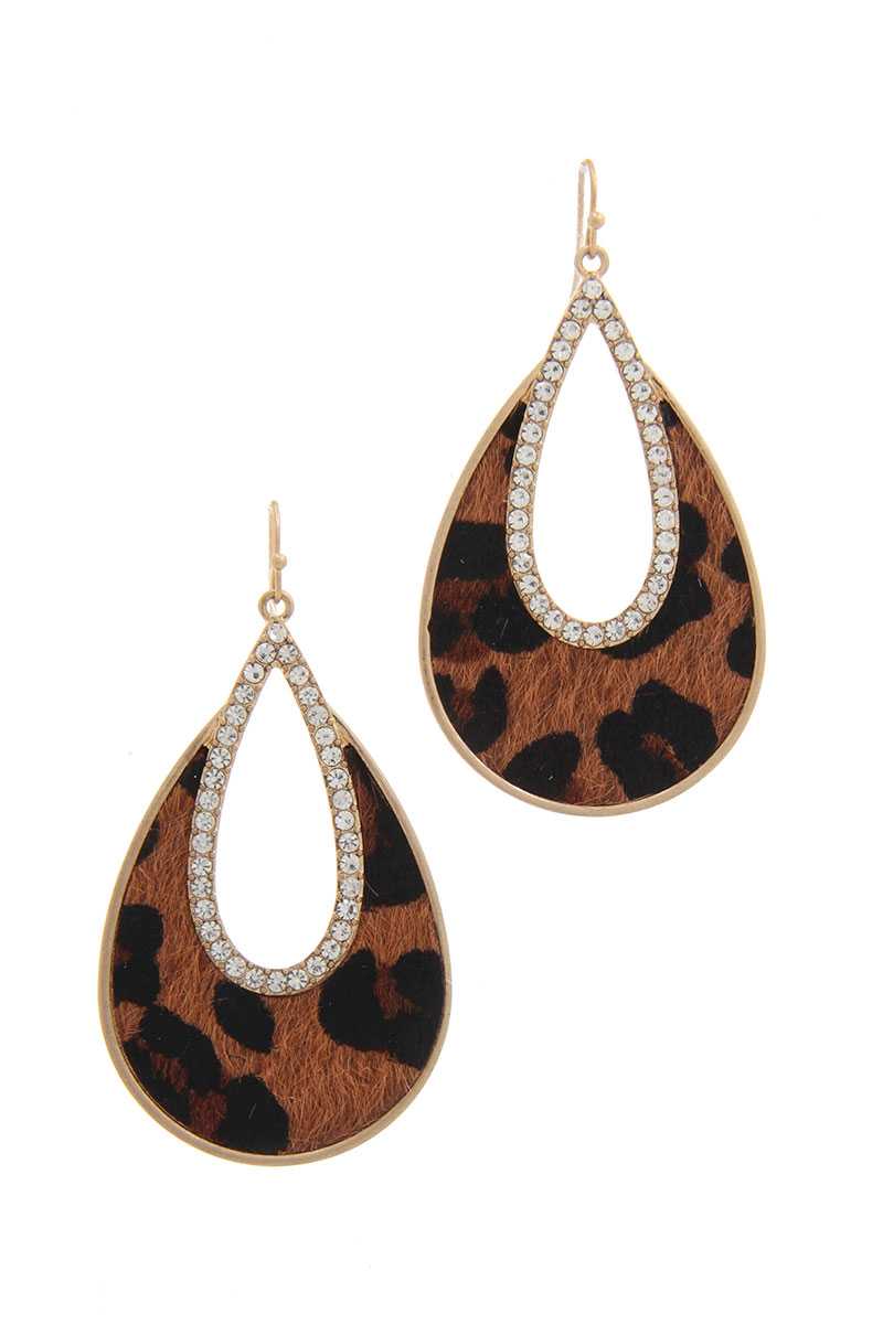 Rhinestone Animal Print Drop Earring - Absolute Fashion 2020