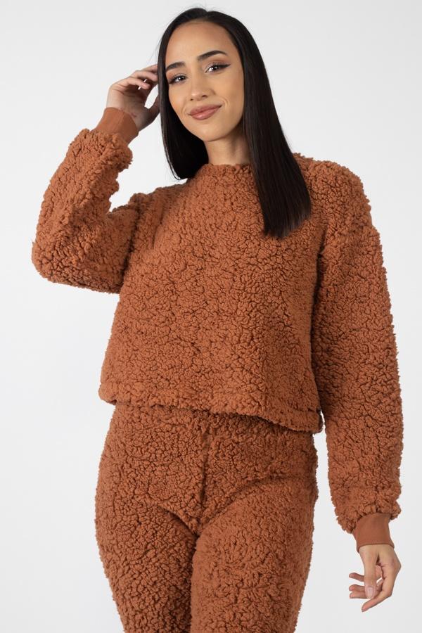 Faux Fur Cropped Top & Elasticized Pants - Absolute Fashion 2020