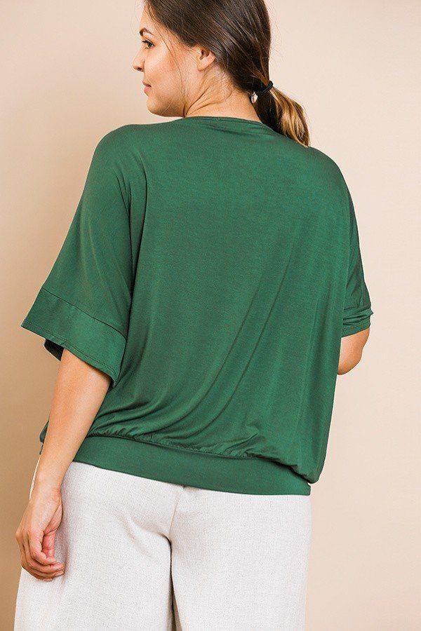 Short Bell Sleeve Basic V-neck Top - Absolute Fashion 2020