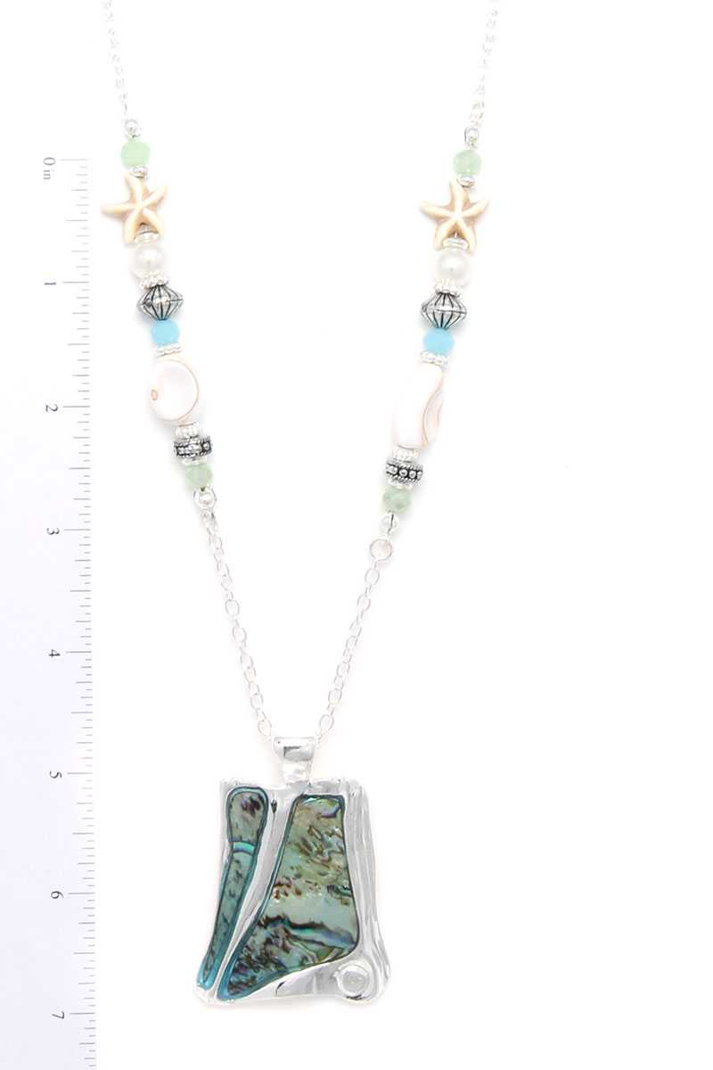 Abalone Organic Shape Pendant Beaded Necklace - Absolute Fashion 2020