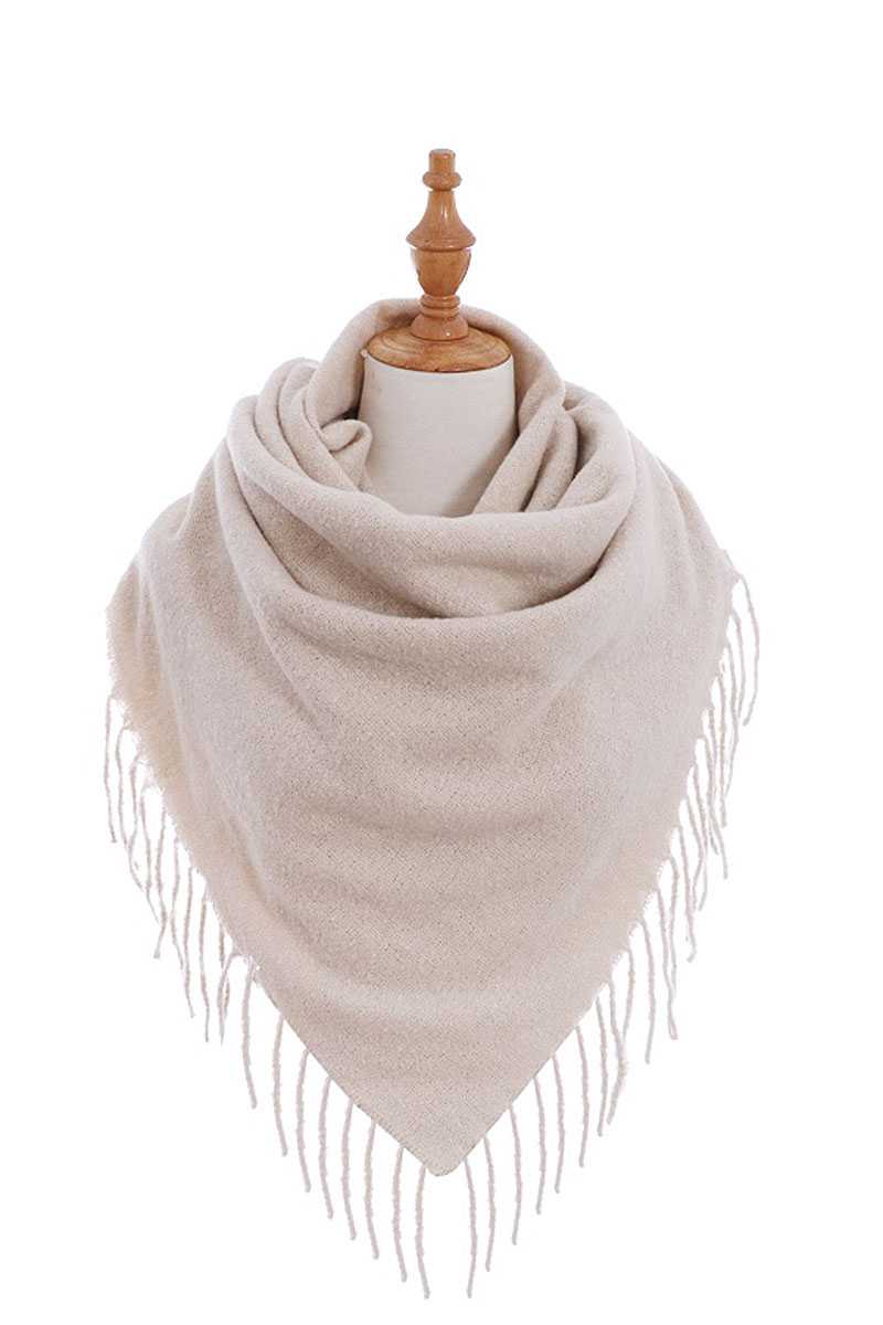 Stylish Solid Color Square Scarf With Fringe - Absolute Fashion 2020
