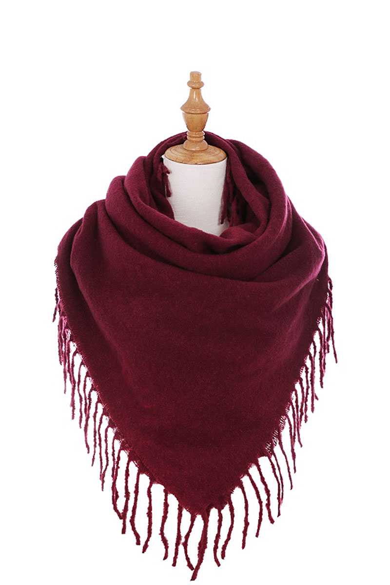 Stylish Solid Color Square Scarf With Fringe - Absolute Fashion 2020