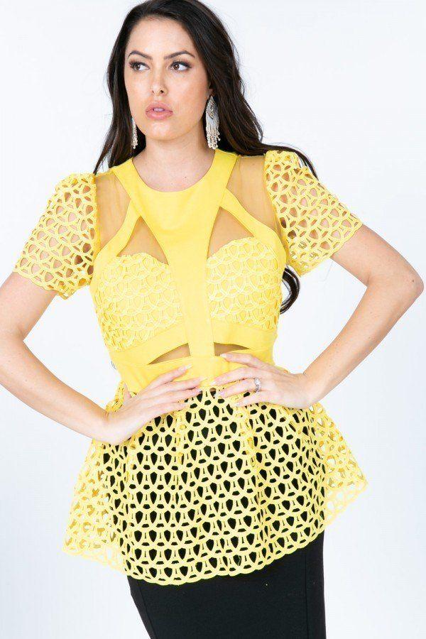 Bustier Bust Lace Peplum Top - Absolute Fashion 2020