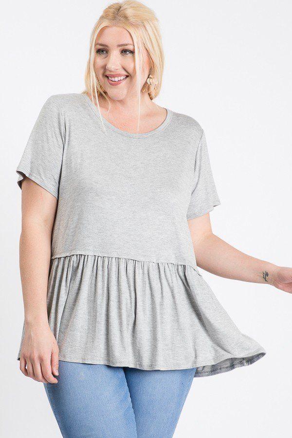 Camo Print With Babydoll Short Sleeve Top - Absolute Fashion 2020