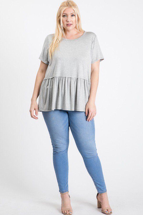 Camo Print With Babydoll Short Sleeve Top - Absolute Fashion 2020