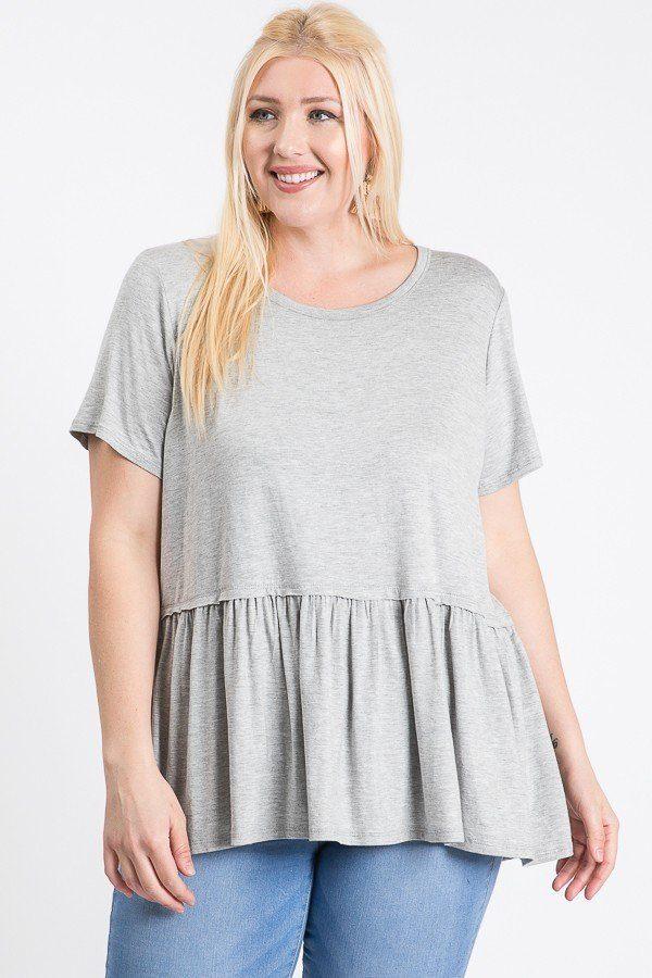 Camo Print With Babydoll Short Sleeve Top - Absolute Fashion 2020