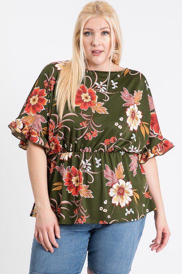 Strap Neckline W Elastic Waistband Floral Top - Absolute Fashion 2020