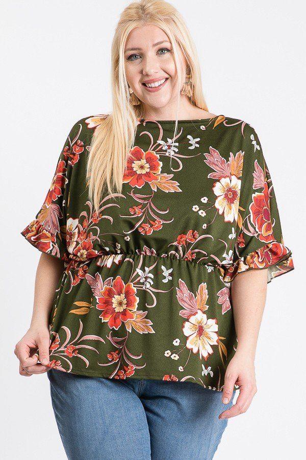 Strap Neckline W Elastic Waistband Floral Top - Absolute Fashion 2020