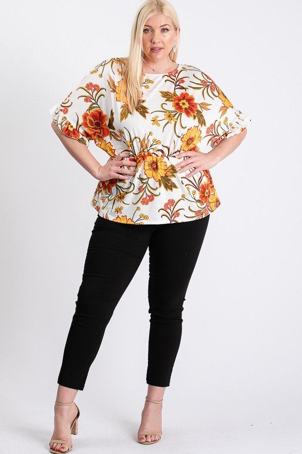 Strap Neckline W Elastic Waistband Floral Top - Absolute Fashion 2020