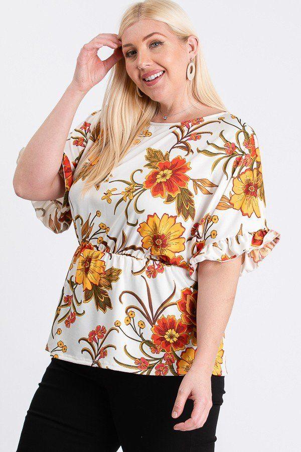 Strap Neckline W Elastic Waistband Floral Top - Absolute Fashion 2020