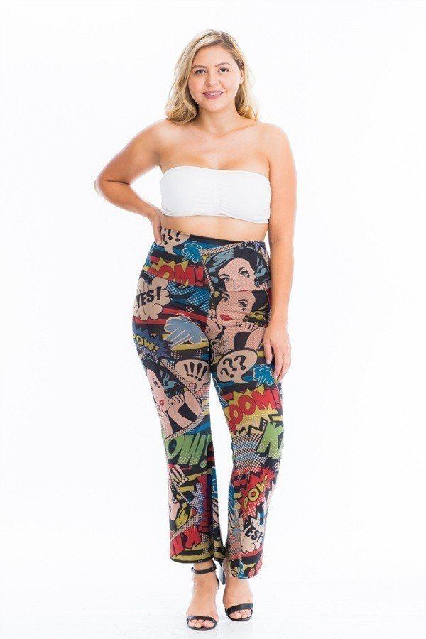 Comic Print, Flared Yoga Pants - Absolute Fashion 2020
