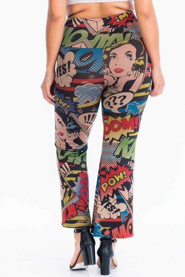 Comic Print, Flared Yoga Pants - Absolute Fashion 2020