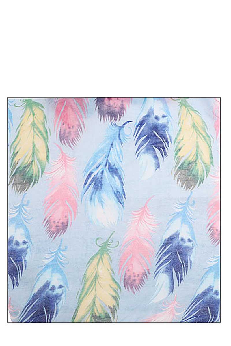 Chic Soft Multi Color Feather Print Scarf - Absolute Fashion 2020