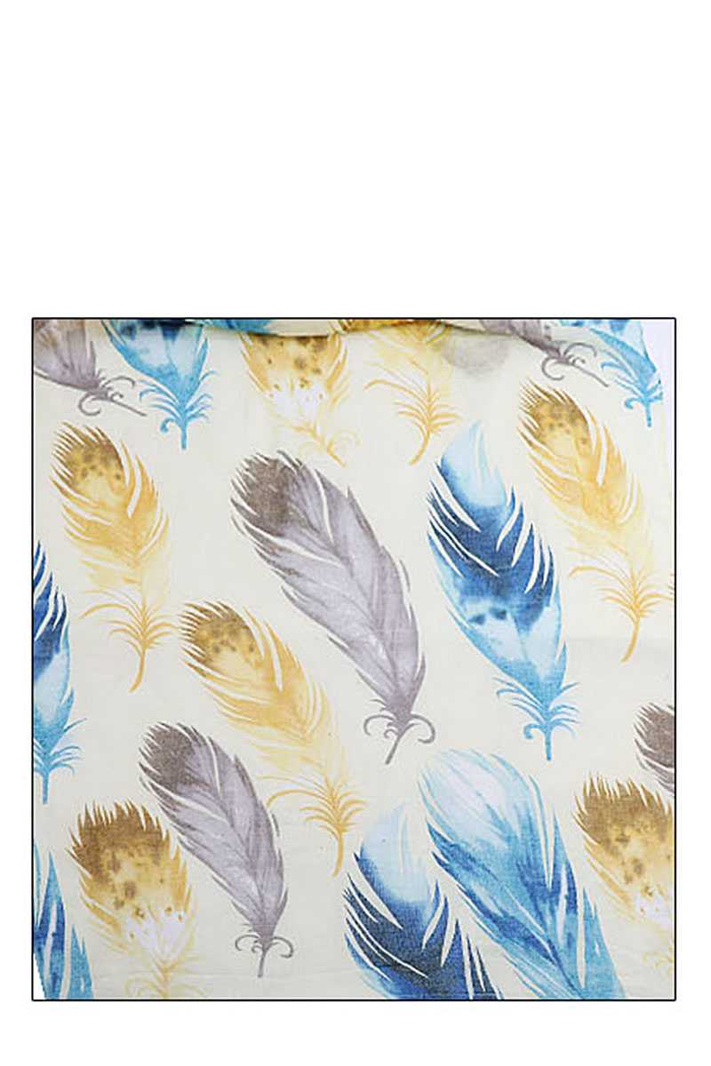 Chic Soft Multi Color Feather Print Scarf - Absolute Fashion 2020