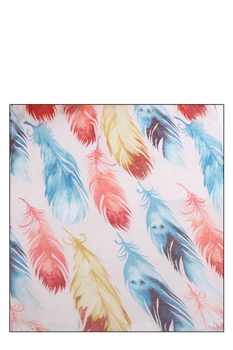 Chic Soft Multi Color Feather Print Scarf - Absolute Fashion 2020