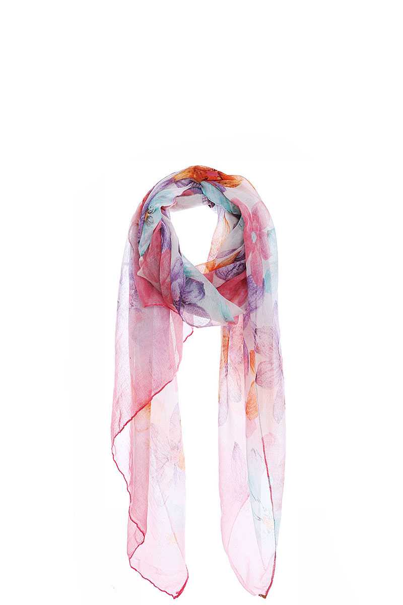 Fashion Multi Color Flower Print Chiffon Scarf - Absolute Fashion 2020