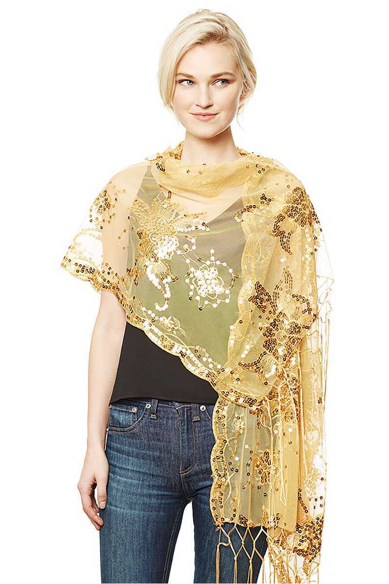 Flower Sequin Party Shawl Scarf - Absolute Fashion 2020